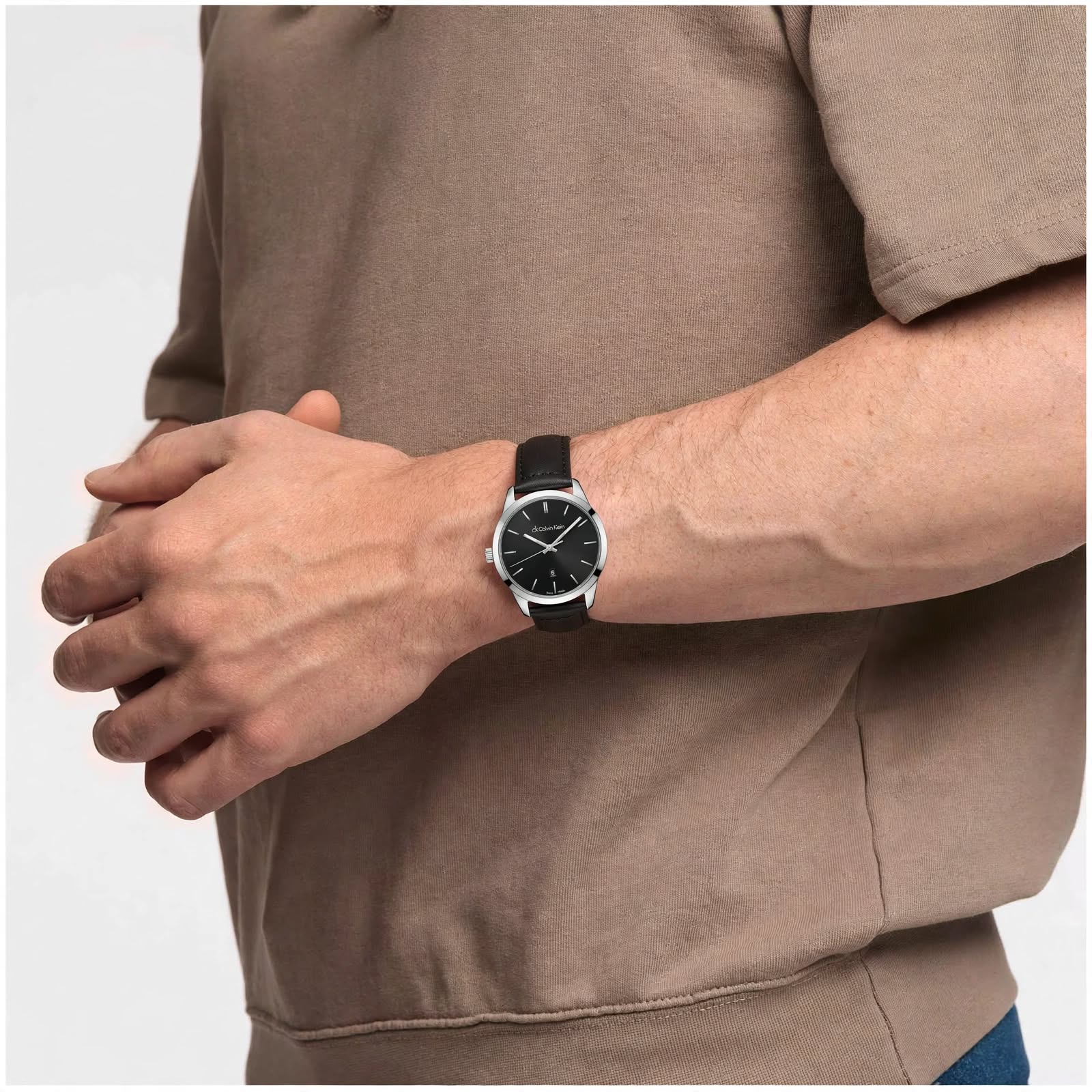 Montre Calvin Klein Cadran Noir – Bracelet Cuir Noir
