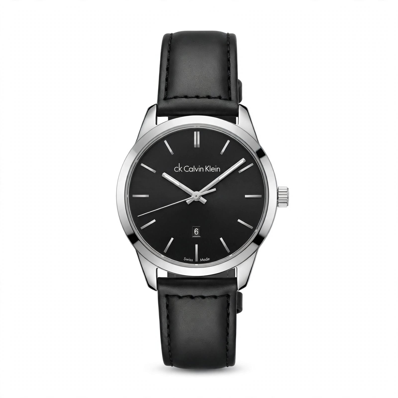 Montre Calvin Klein Cadran Noir – Bracelet Cuir Noir